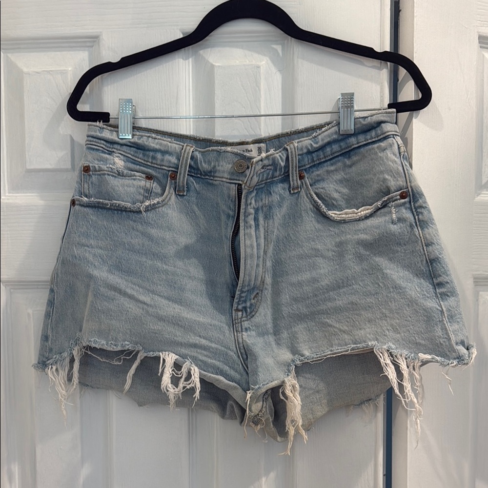 Distressed Light Blue Denim Shorts